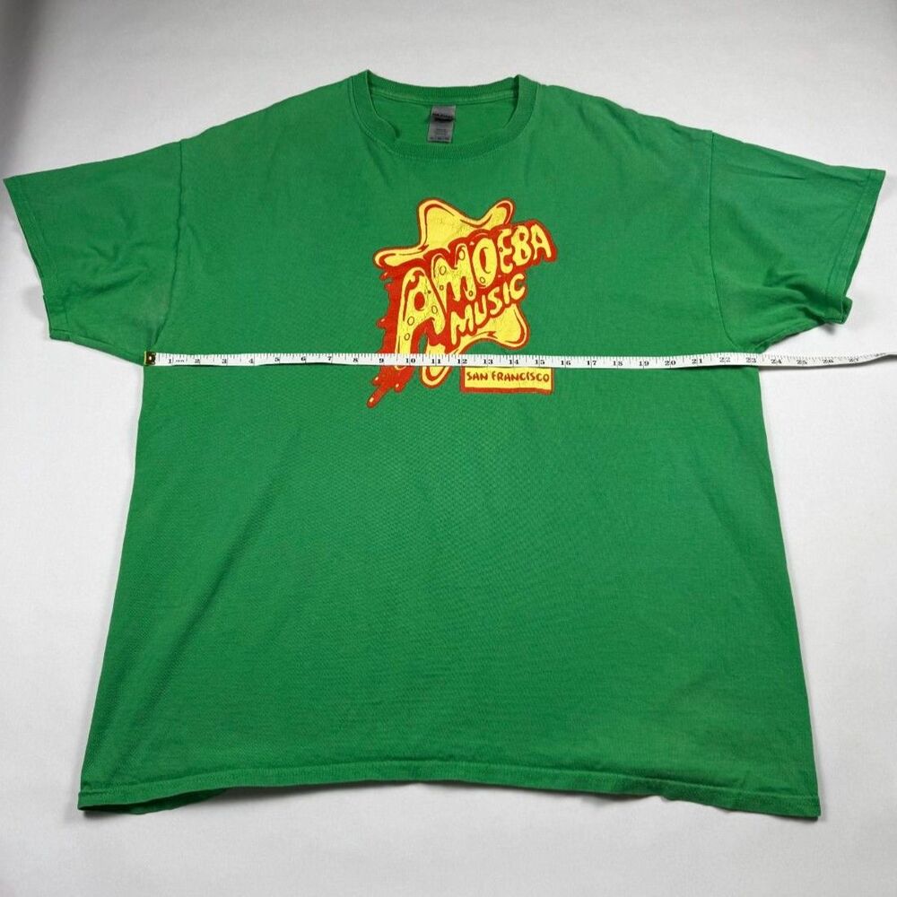 Amoeba Music San Francisco Record Store T-Shirt Green Yellow Logo Mens XL Gildan - Picture 5 of 6